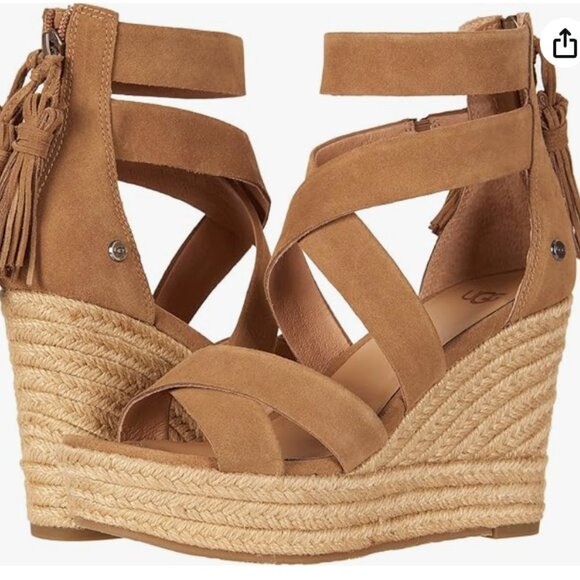 UGG Raquel Platform Espadrille Chestnut Sandal - Picture 1 of 6